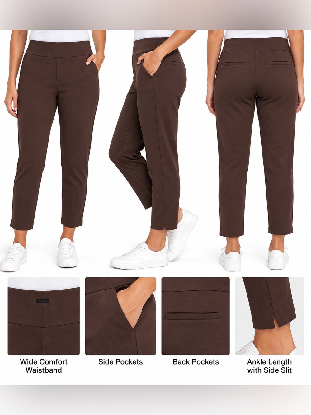 Express Ponte Pants Women XL Brown Pull On Slim Ankle Stretch Career NWT